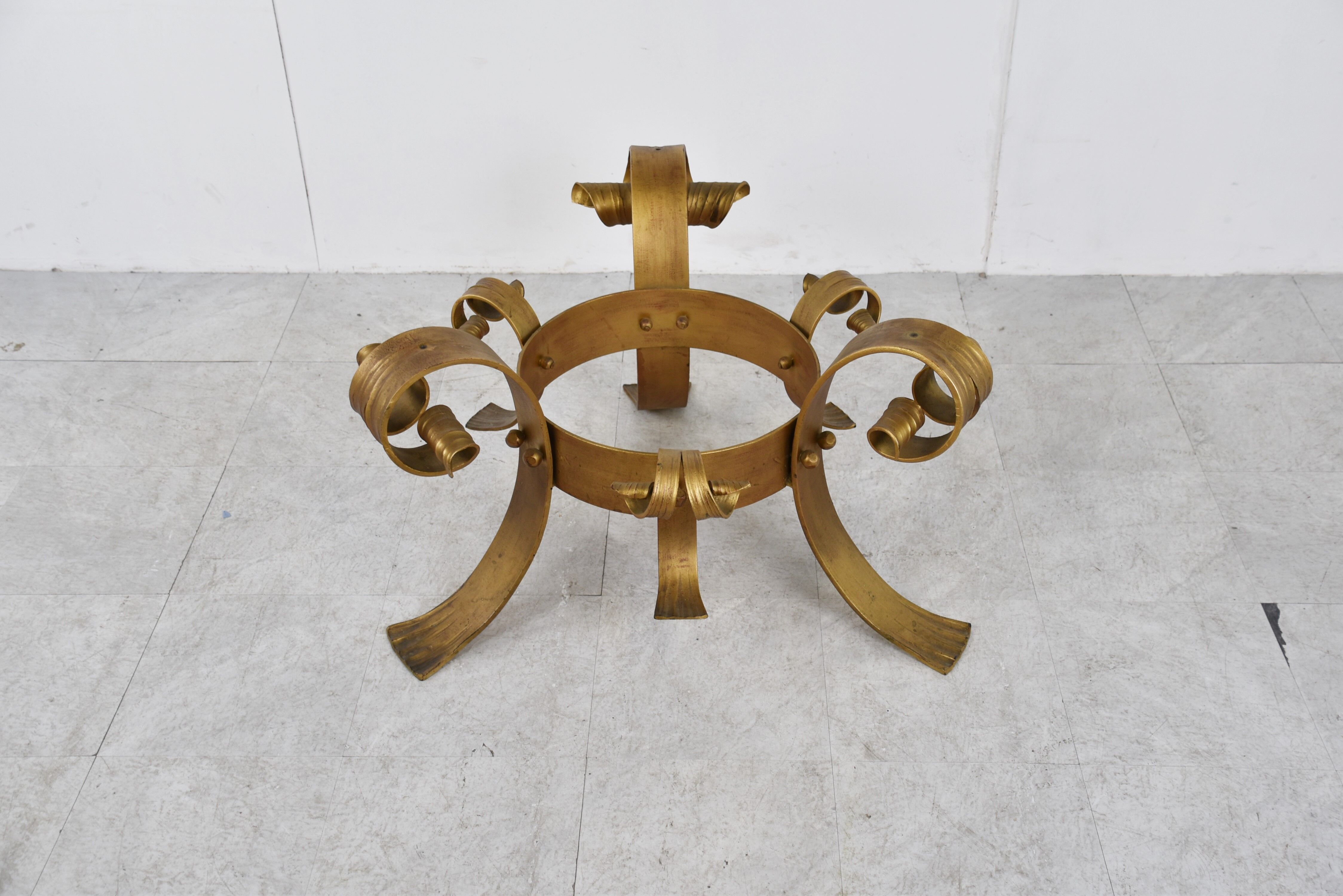 Gilt metal brutalist coffee table, 1960s