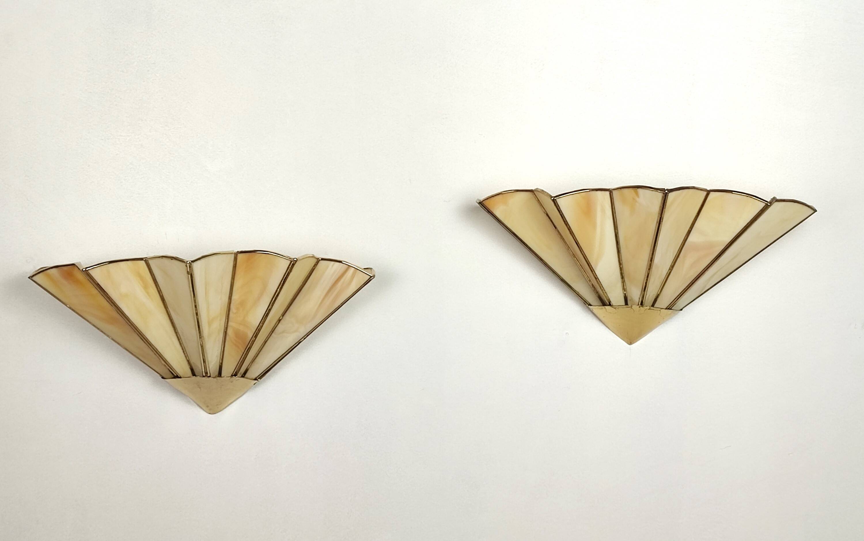 Paire appliques Art Déco "éventail"