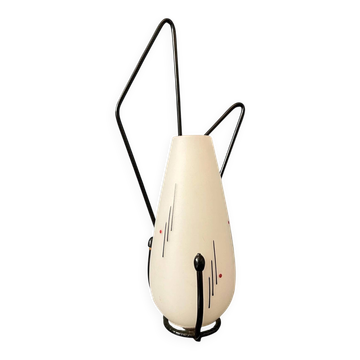 Mid-century Philips opaline glass sconce wall lamp with black frame