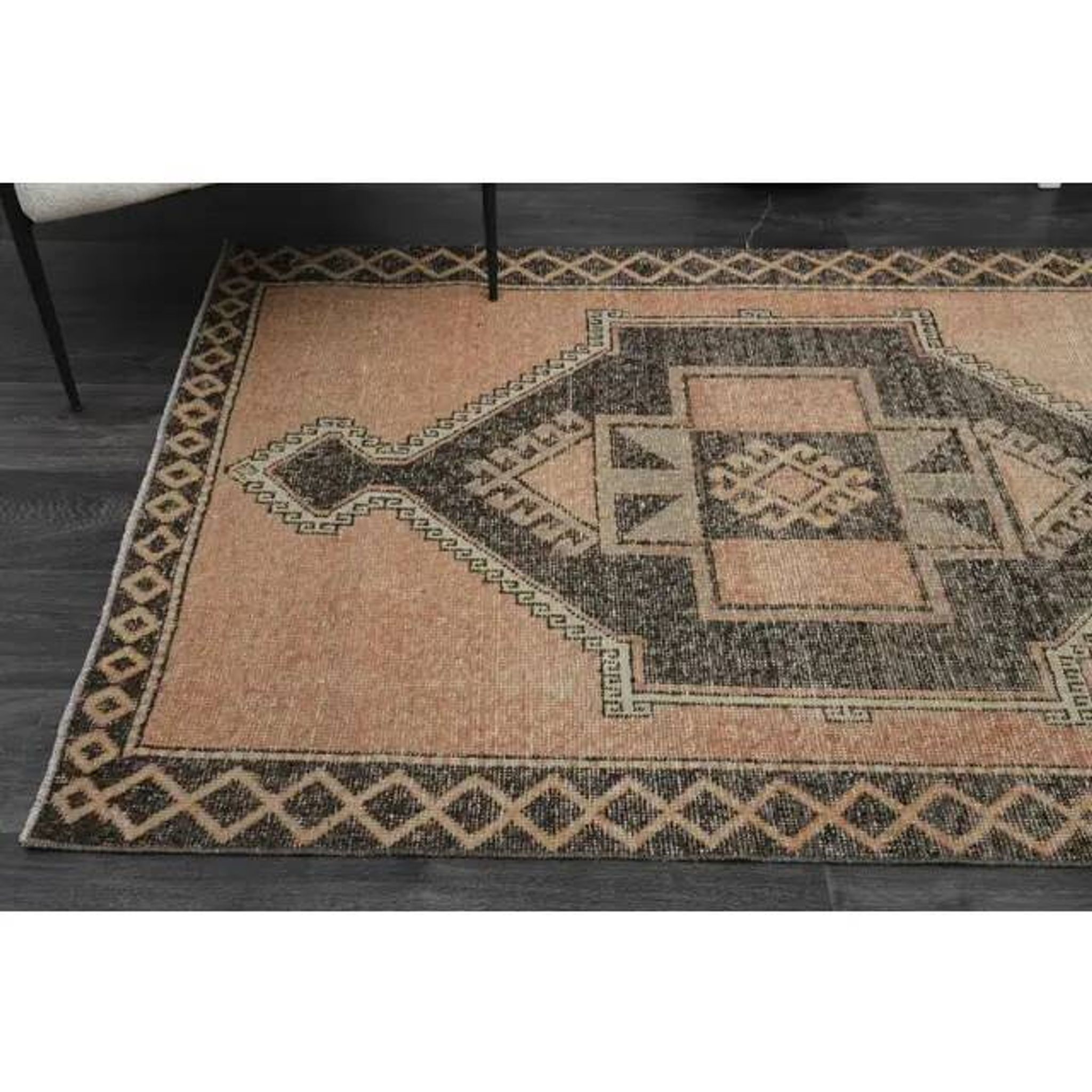 1970s Vintage Turkish Oushak Handmade Wool Cotton Orange Runner Rug 122x384