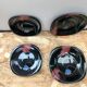 Series 12 old black opaline plates with vintage art deco flower decor