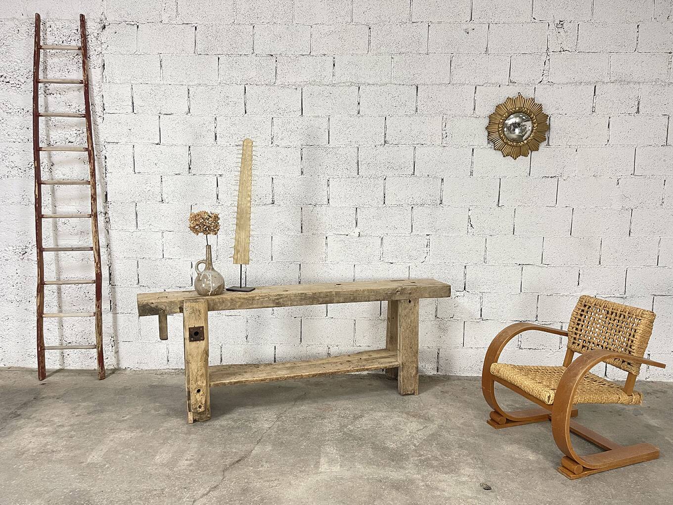 Primitive beech workbench from the 1900s