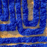 Klein blue and modern mustard yellow Berber rug