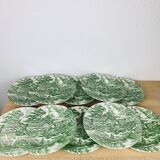 10 English Style Luneville green plates