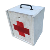 Boîte à pharmacie en bois croix rouge
