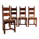4 brutalist oak rush seat chairs | France | 1960s
