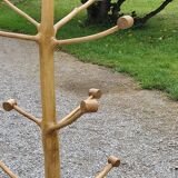 Brutalist coat rack on boxwood stand