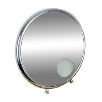 Arpin barber mirror, magnifying and illuminated, vintage, chrome frame.