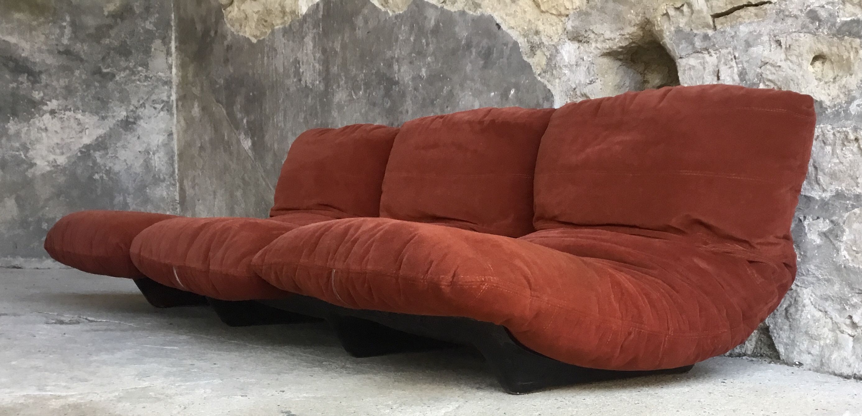 3-seater sofa marsala by Michel Ducaroy for Roset France - design 1970