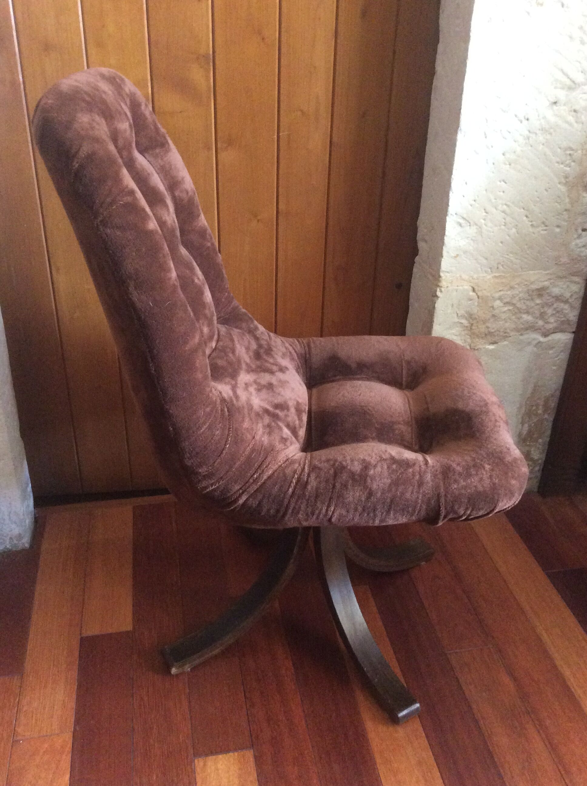 Chaise pivotante bois et velours 70