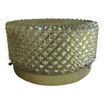 Ancien plafonnier/applique verre  rond pointe de diamant vintage Ø 20 cm 1960/70