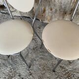 SOUDEXVINYL Chair Pair Chrome Metal + White Skai 70s Vintage #