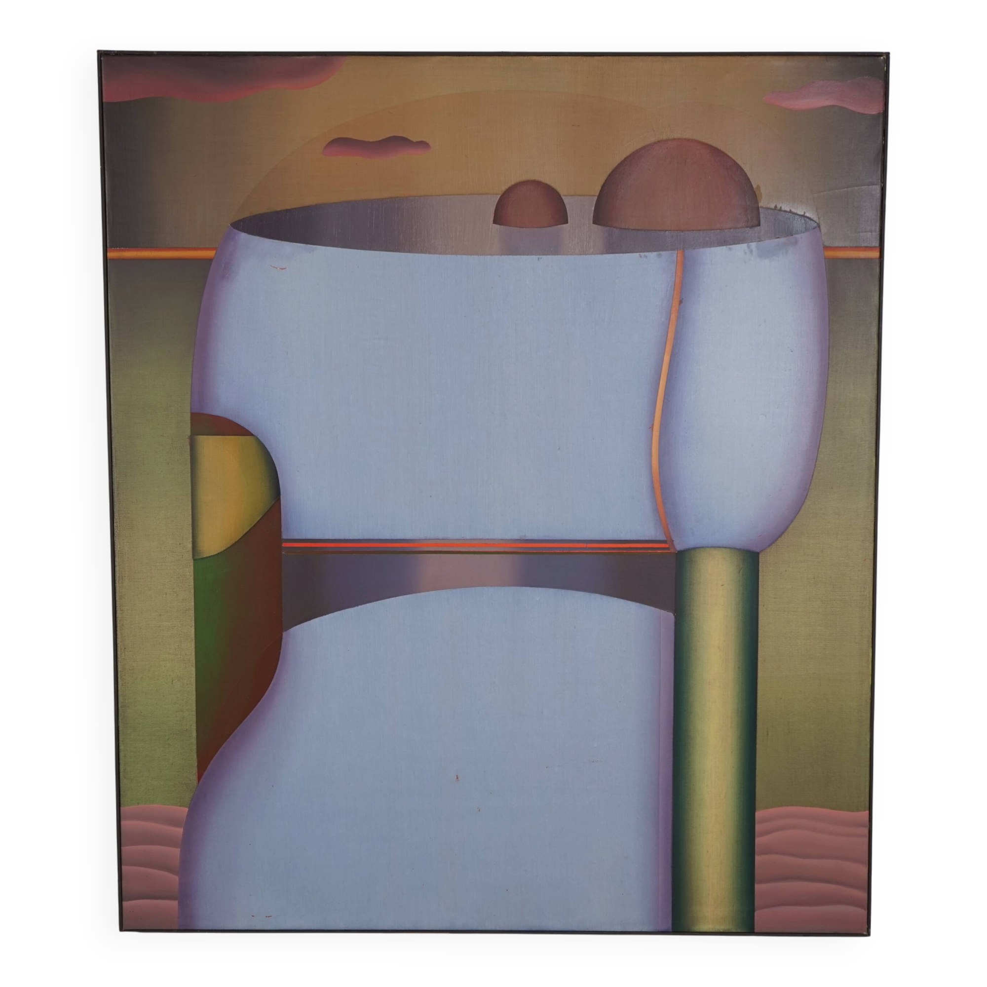 Abstract expressionist oil on canvas by Helmut Rehme