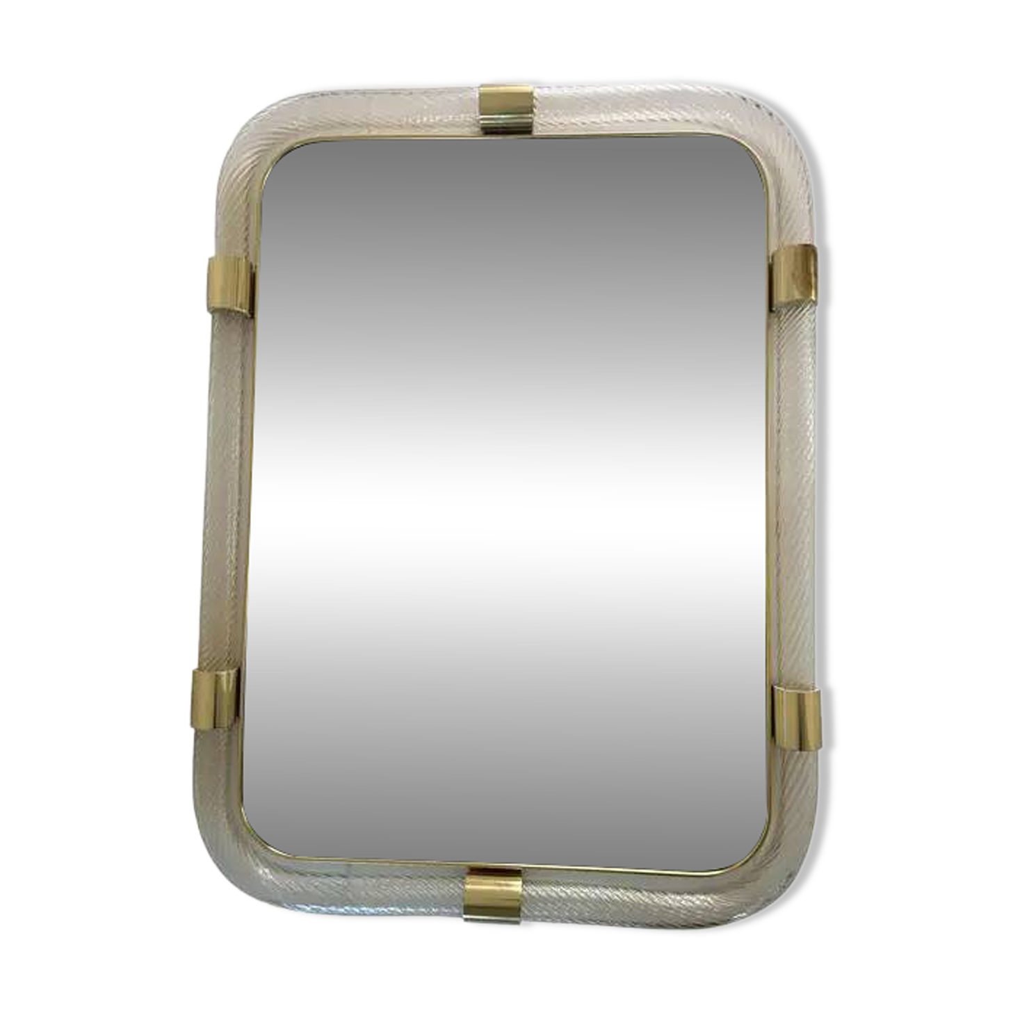 Scenographic Italian Torciglione-Torchon Murano Glass Wall Mirror by Simoen
