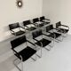 Lot 8 chaises tubulaire style MG5 Grassi en cuir noir vintage 1980