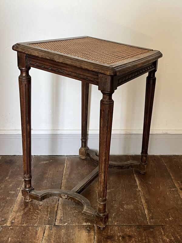 Ancien tabouret de piano, bois et cannage - Style Louis XVI, fin XIXe siècl