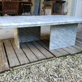 Table basse vintage en marbre travertin