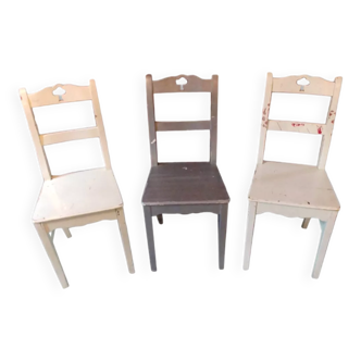 Lot de 3 chaises de campagne