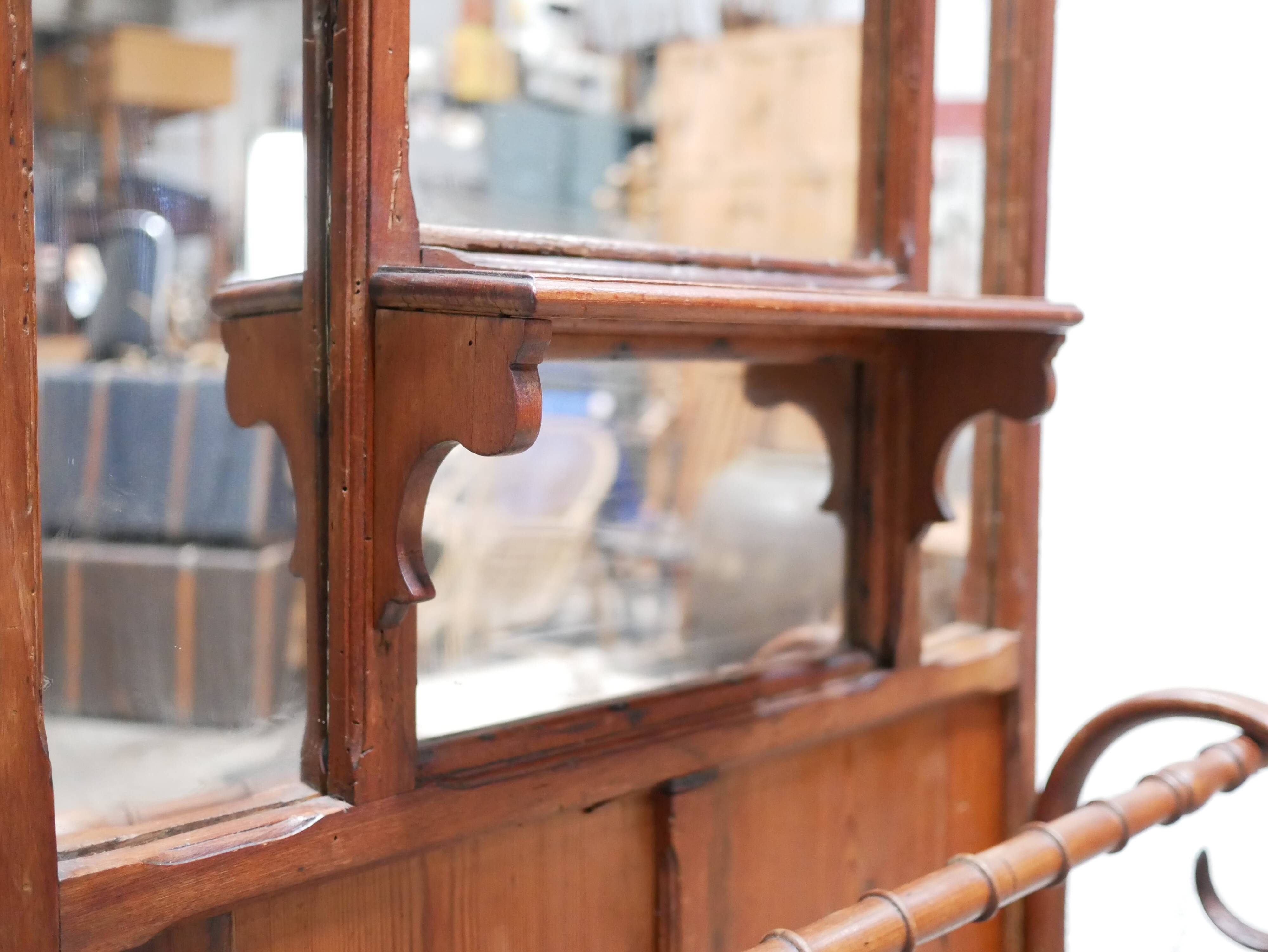 Antique wooden cloakroom coat rack