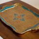 Vintage blue wooden decorative plate, Italy, 1960s