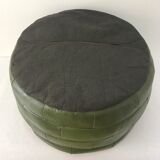 Vintage leather pouf patchwork 70s
