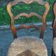 Set of 4 Louis XV straw chairs – solid wood – curved backrest