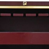 Burgundy lacquered wooden bar cabinet by designer Paco Rabanne.