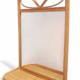 Mid Century French Riviera Rattan and Wicker Mirror With Shelf, Spain, 1960s–70s