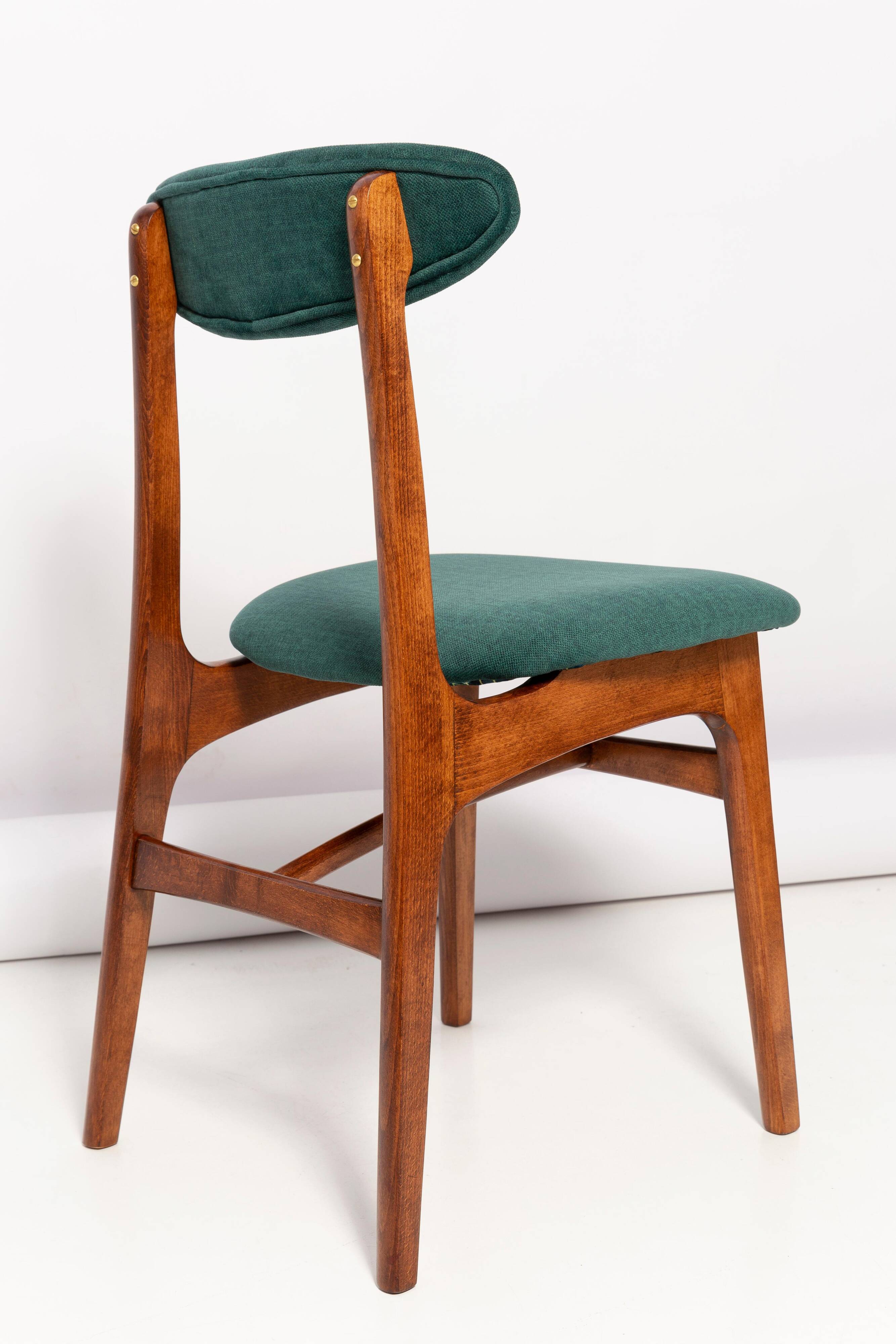 Green velvet Mid-Century chair designed by Rajmund Hałas, Poland, 1960s.
