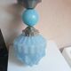 Lamp skyscraper opaline blue art deco 1920 height 35 cm diameter 18 cm