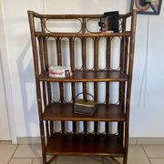 Shelf on rattan and bamboo legs from the 70s