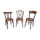 3 wooden bistro chairs