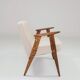 Vintage Lounge Chair Oak Wood and Bouclè Fabric Scandinavian Design