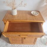 Vintage rattan sideboard from the 1970s.