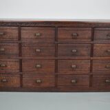 French Restored Oak Hardware Store Apothecary Cabinet, 1920/1930s