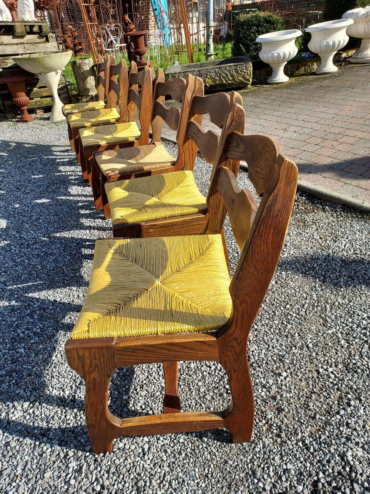 chaises vintage en chêne GUILLERME & CHAMBRON