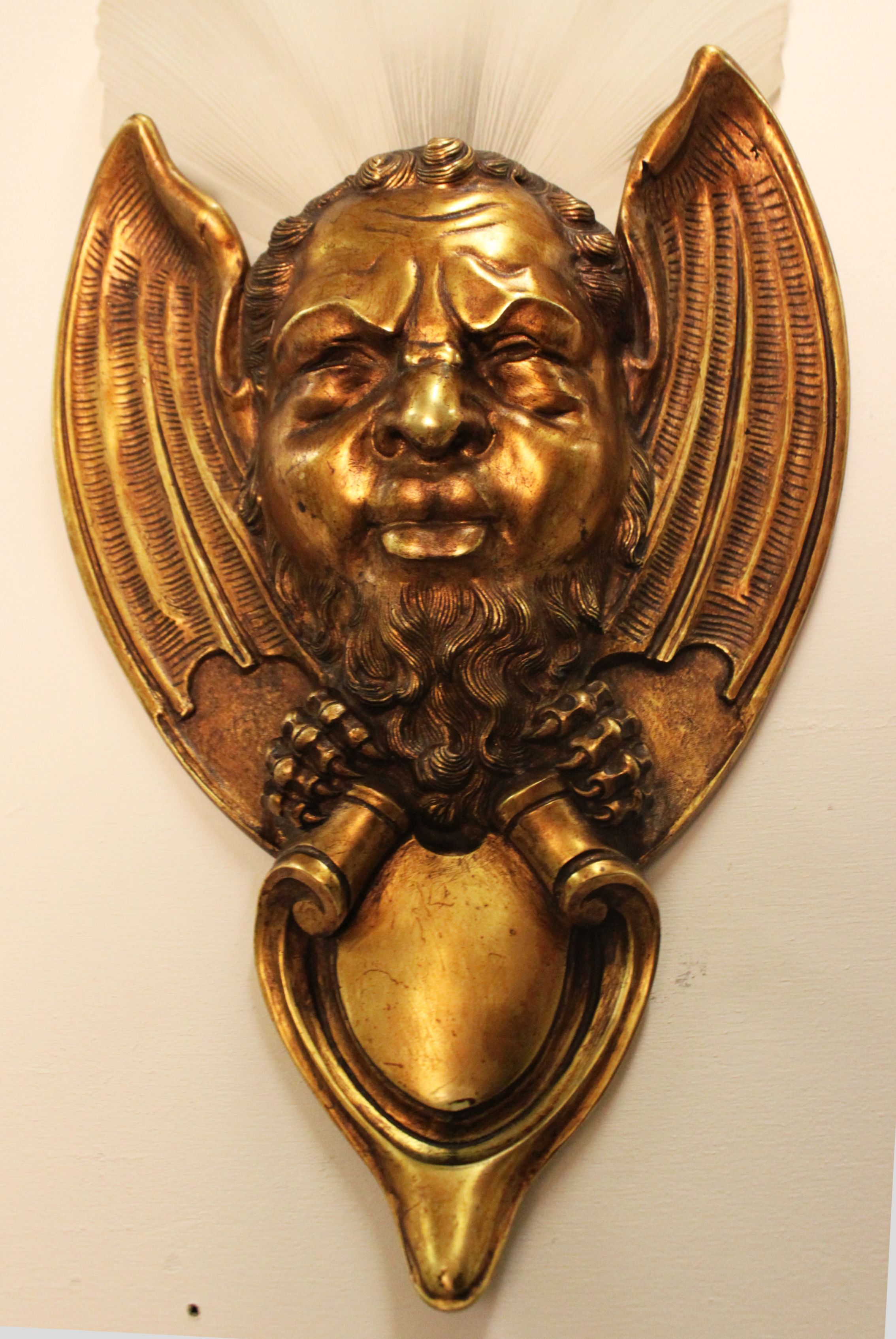 Pair of bronze wall lamps Art Deco style early twentieth century