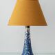 Antique Art Deco Gouda Pottery Table Lamp, c. 1910-35, New Ochre Linen Shade
