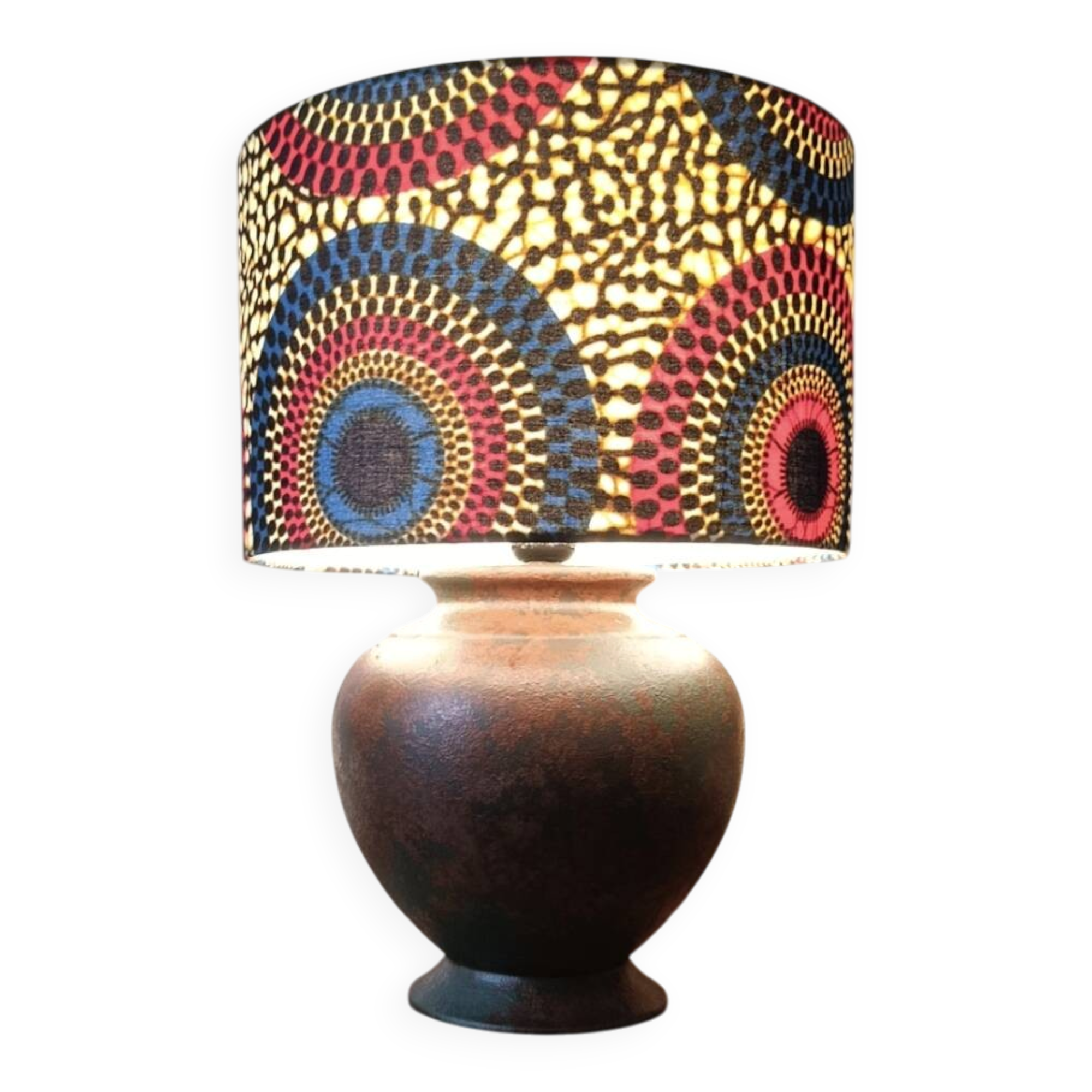 Copper metal floor lamp, chic ethnic wax lampshade.