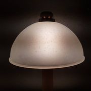 Vintage wooden table lamp with 1980 glass lampshade