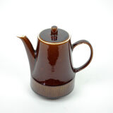 Brown enamelled sandstone teapot with a small lid