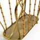 Rare Mid Century Modern magazine rack made of solid brass and genuine bambo