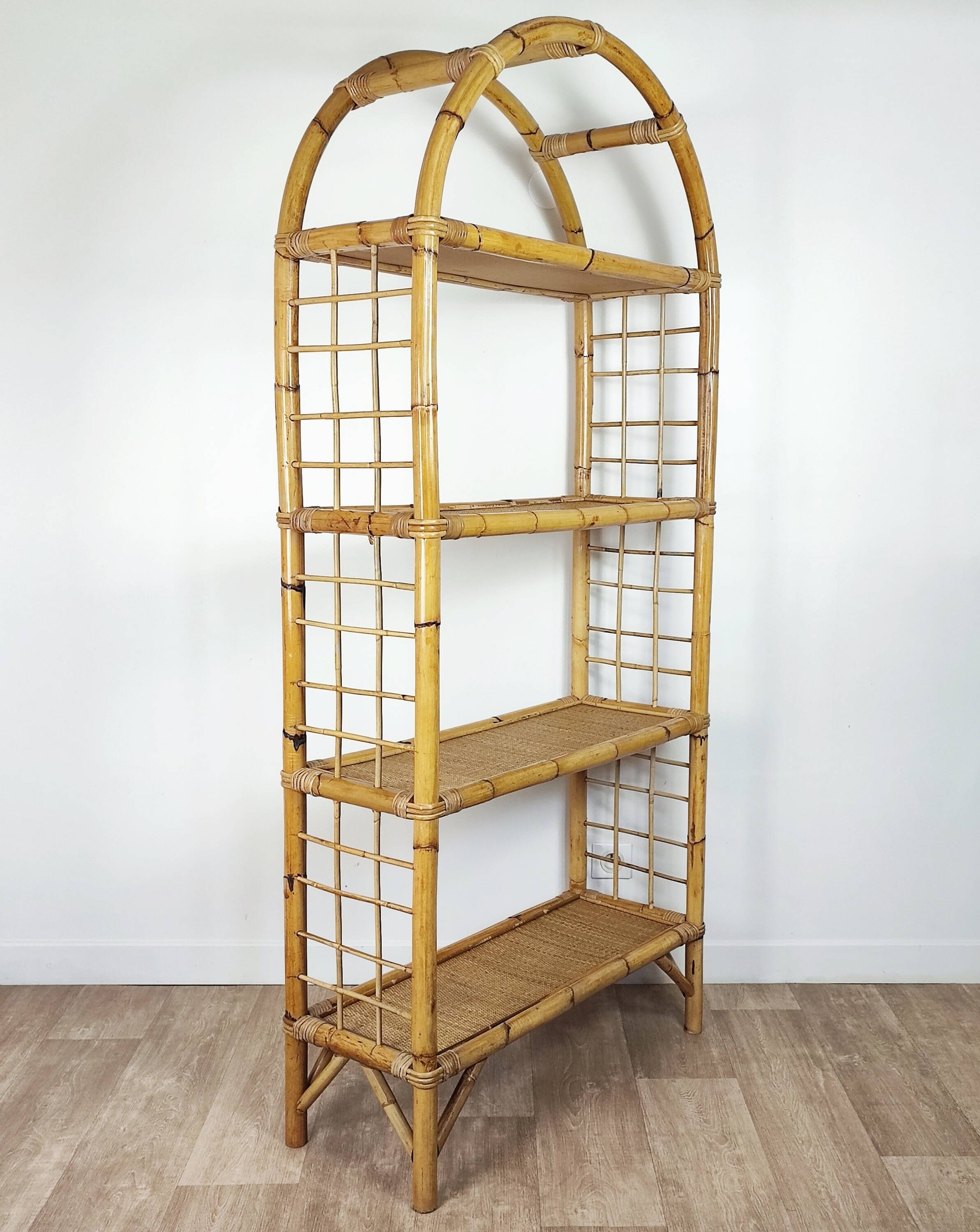 Rattan bookcase shelf