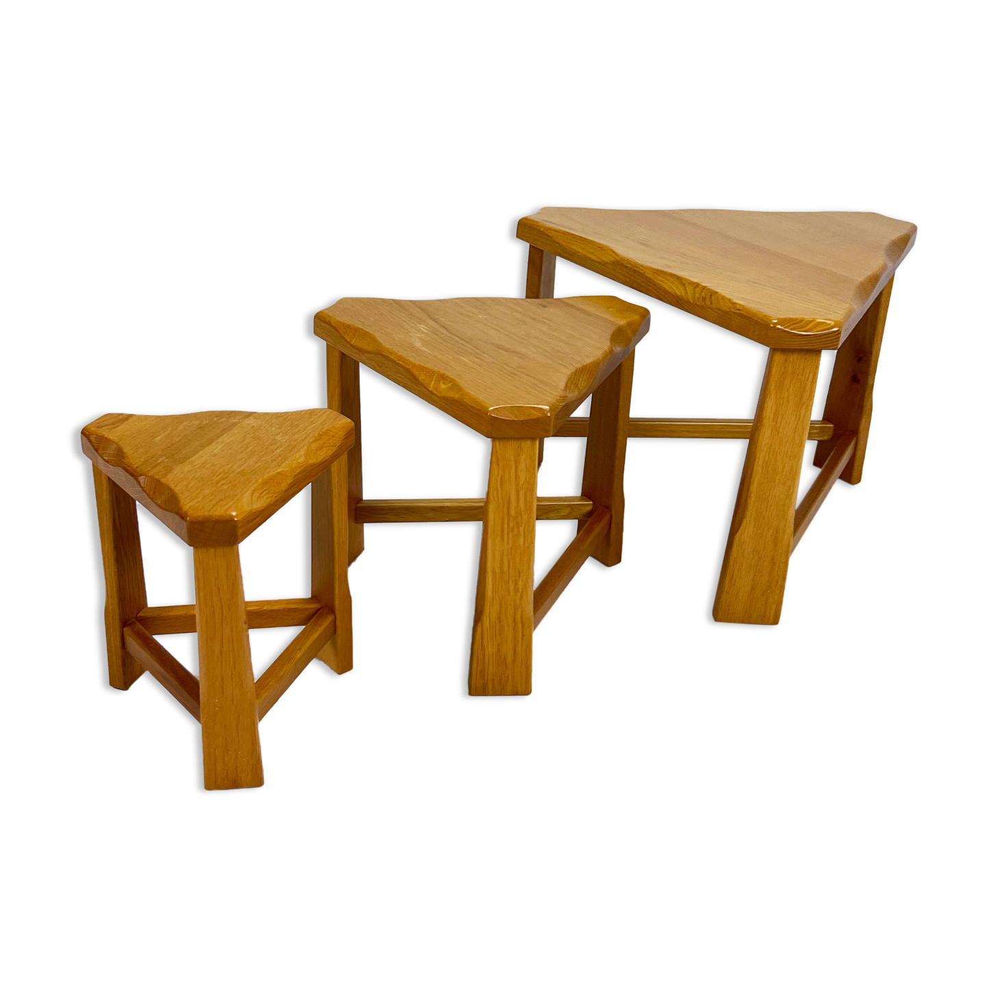 Modernist blond oak nesting tables, 1960s
