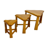 Modernist blond oak nesting tables, 1960s