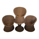 Vintage rattan and wicker lounge set