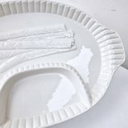 Large compartmented asparagus dish vintage white ceramic slush 43.5x28 cm