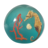 Sulfure boule résine inclusion hippocampe corail vintage