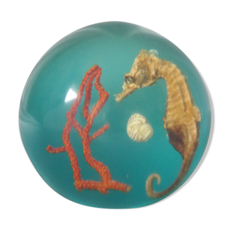 Sulfide ball resin inclusion seahorse vintage coral