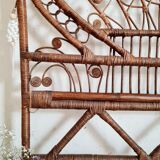 Peacock headboard in vintage rattan